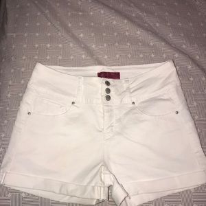 White jean shorts